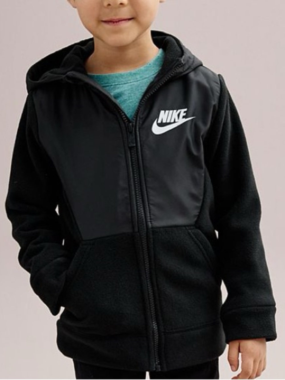 Nike Fleece Black Light Weight Full Zip Hooded Jacket, 7